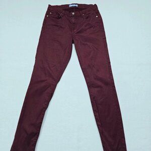 7 For All Mankind B(air) Pants Womens‎ Size 26 Burgundy Skinny Mid Rise
